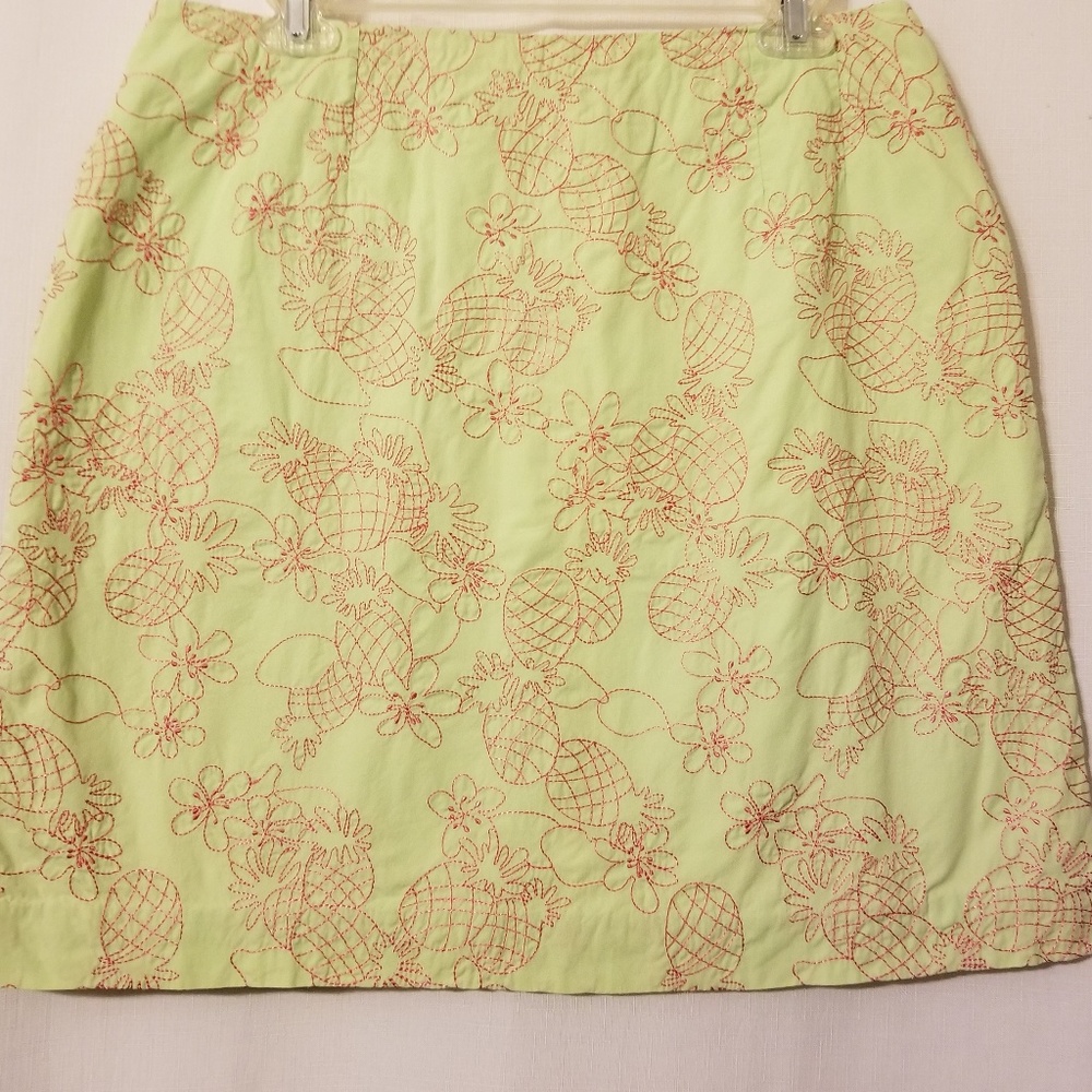 Lilly Pulitzer Skirt Embroidered Pink Green SZ 12 - Picture 3 of 7